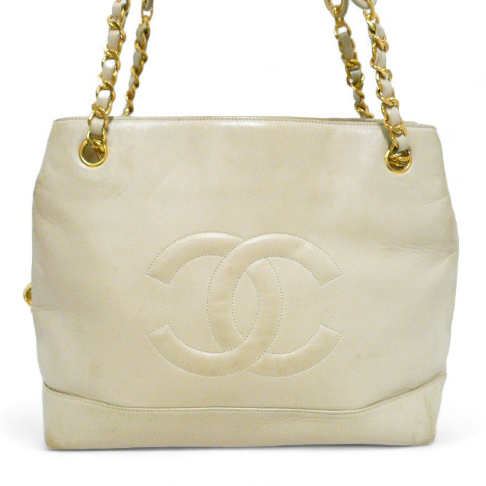 Chanel Lambskin Chain Bag Ivory Gold View 2